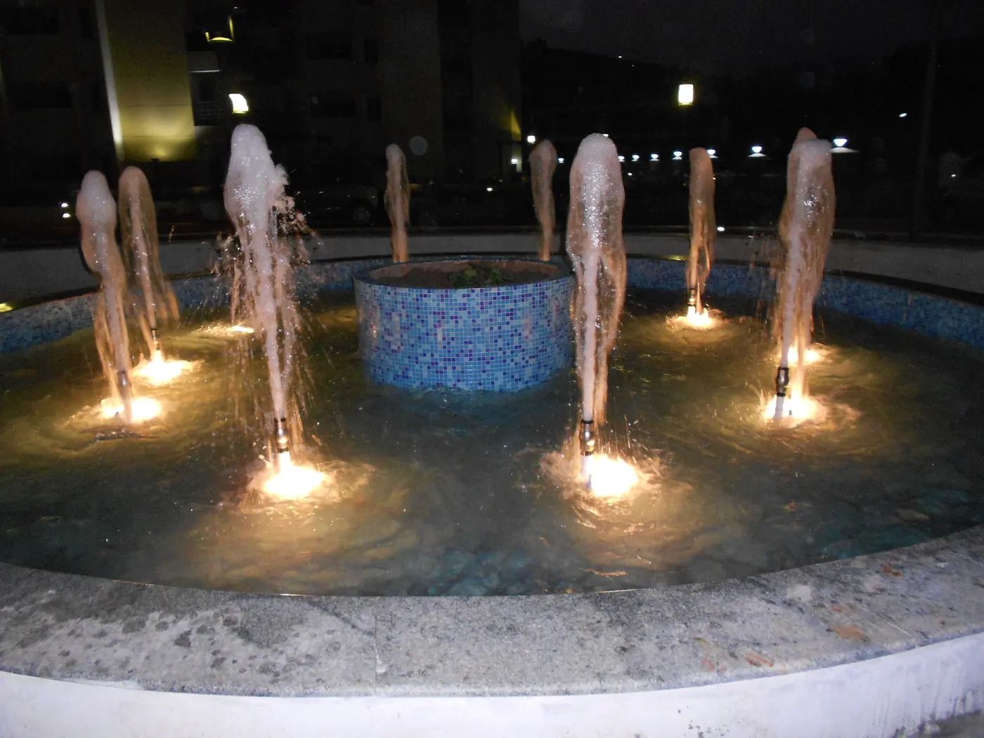 Musical fountain, apartment courtyard