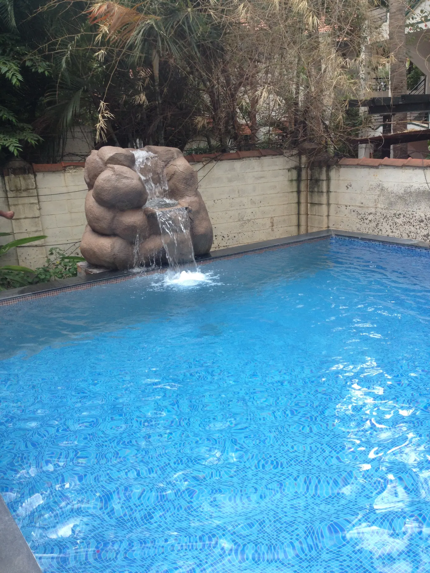 Rock waterfall feature — client project